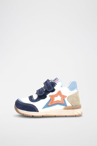 Baskets en cuir New Ferdi - Bleu marine et blanc
