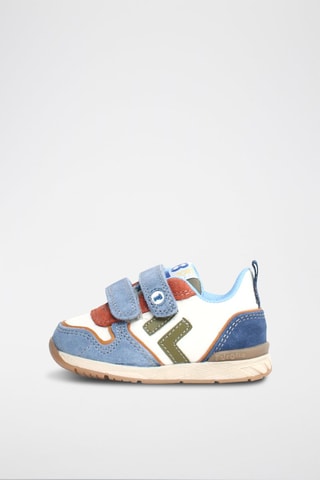Baskets en cuir Hack - Blanc et bleu