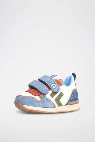 Baskets en cuir Hack - Blanc et bleu