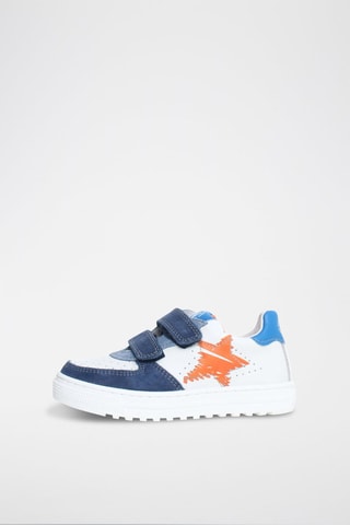 Baskets en cuir Hess - Blanc et bleu