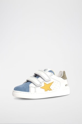 Baskets en cuir Pinn - Blanc et bleu