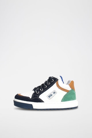 Baskets en cuir Ariton - Blanc et bleu marine