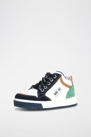 Baskets en cuir Ariton - Blanc et bleu marine