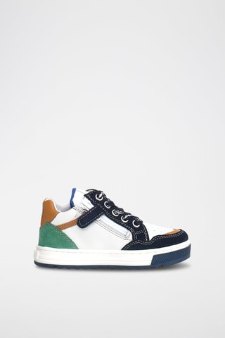 Baskets en cuir Ariton - Blanc et bleu marine