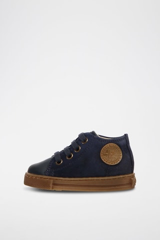 Baskets en cuir nappa - Bleu marine et camel