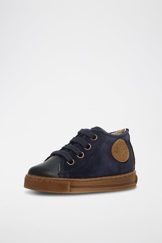 Baskets en cuir nappa - Bleu marine et camel