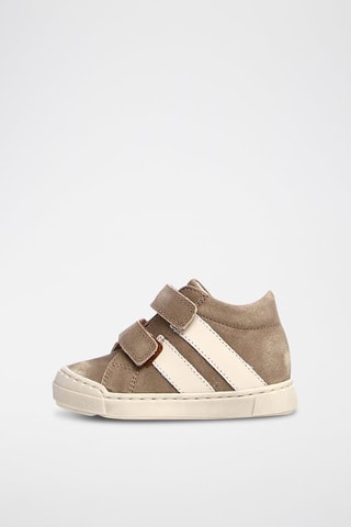 Baskets en cuir de veau - Taupe et blanc