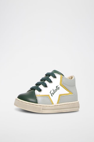 Baskets en cuir nappa - Blanc et vert