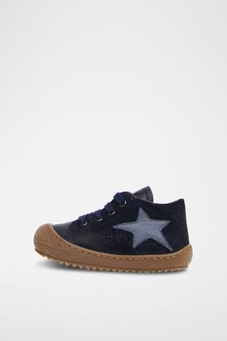 Baskets fourrées en cuir nappa - Bleu marine