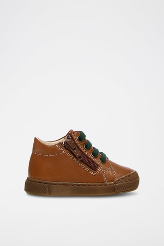 Baskets montantes en cuir nappa - Camel