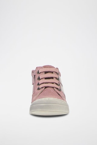 Baskets montantes en cuir de veau nubuck - Vieux rose