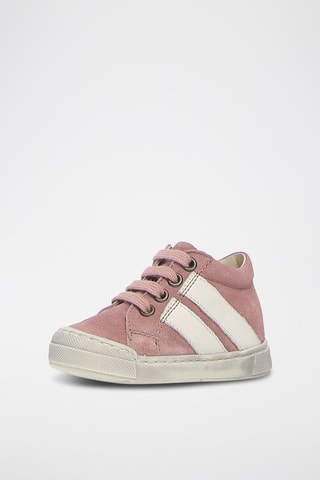 Baskets montantes en cuir de veau nubuck - Vieux rose