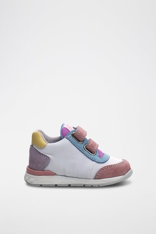 Baskets montantes en cuir nubuck - Vieux rose et blanc