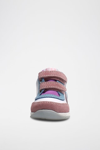 Baskets montantes en cuir nubuck - Vieux rose et blanc