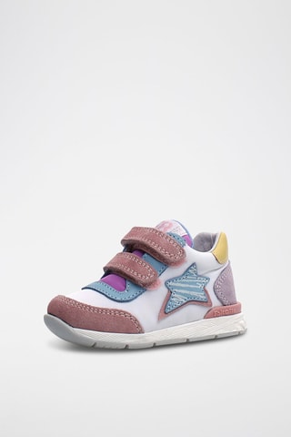 Baskets montantes en cuir nubuck - Vieux rose et blanc