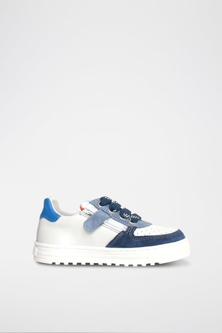 Baskets en cuir Hess - Blanc et bleu marine