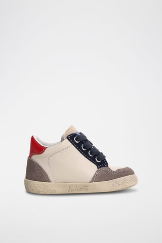 Baskets en cuir - Blanc et gris foncé