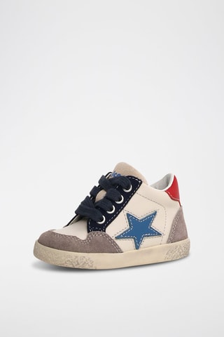 Baskets en cuir - Blanc et gris foncé