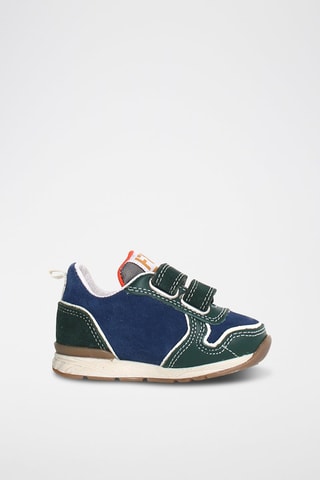 Baskets en cuir - Bleu marine et vert foncé