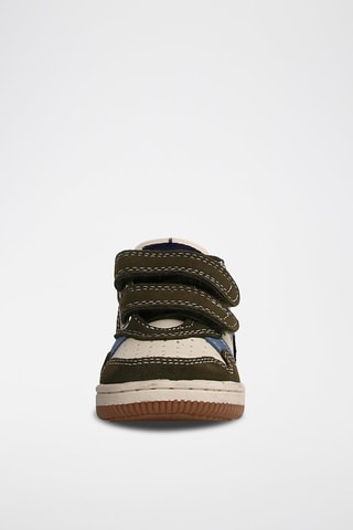 Baskets en cuir - Kaki et écru