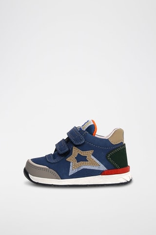 Baskets en cuir - Bleu marine et gris