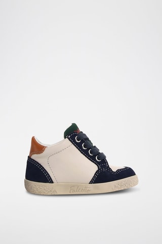 Baskets en cuir - Blanc et bleu marine