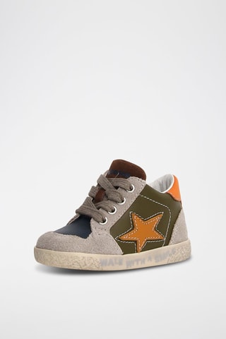 Baskets en cuir - Taupe et gris