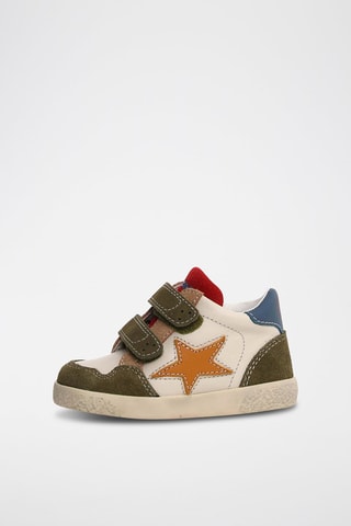 Baskets en cuir - Beige et kaki