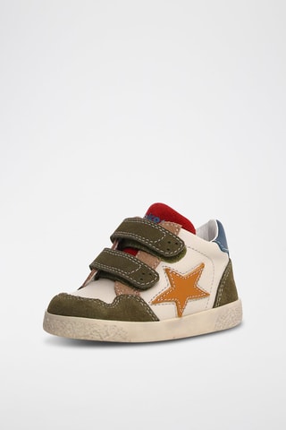 Baskets en cuir - Beige et kaki