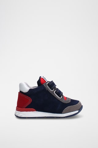 Baskets en cuir New - Gris et bleu marine