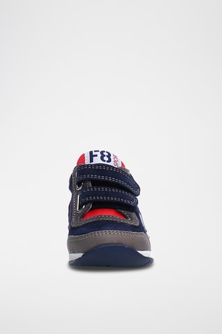 Baskets en cuir New - Gris et bleu marine