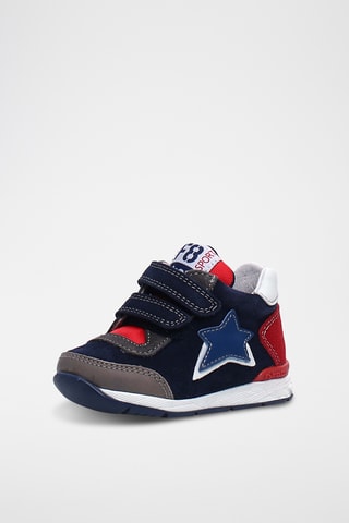 Baskets en cuir New - Gris et bleu marine