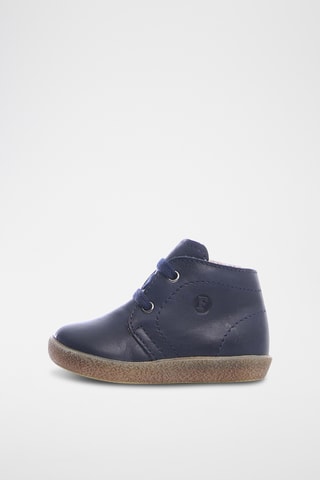Bottines en cuir nappa, laine et lin Conte - Bleu marine