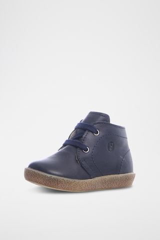 Bottines en cuir nappa, laine et lin Conte - Bleu marine