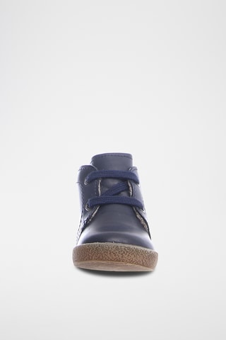Bottines en cuir nappa, laine et lin Conte - Bleu marine