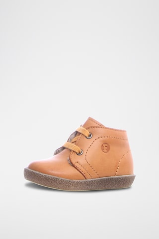 Boots en cuir nappa, laine et lin Conte - Marron clair