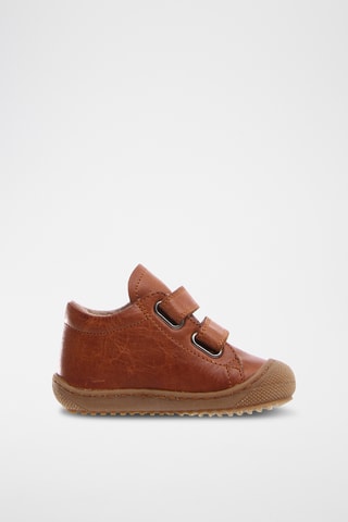 Baskets montantes en cuir de veau, lin et laine Racoon - Camel