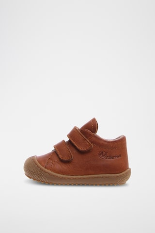 Baskets montantes en cuir de veau, lin et laine Racoon - Camel