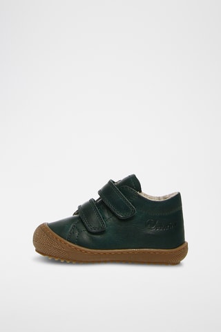 Baskets montantes en cuir de veau, lin et laine Racoon - Vert