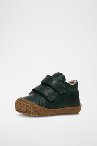 Baskets montantes en cuir de veau, lin et laine Racoon - Vert