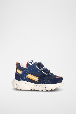Baskets en cuir Amantea - Bleu marine et jaune