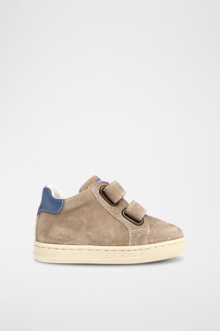 Baskets en cuir Kiner - Taupe et bleu cobalt