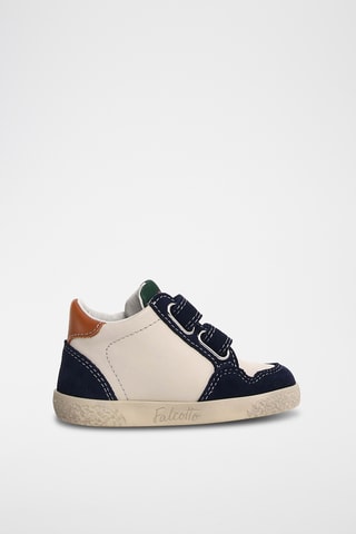 Baskets en cuir Alnoite High - Bleu marine et écru