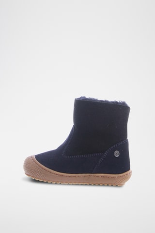 Bottines fourrées en cuir de mouton nubuck New Cotton - Bleu marine