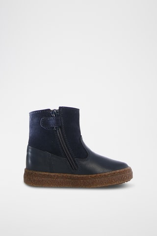 Bottines fourrées en cuir nappa Alpina - Bleu marine
