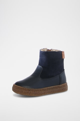 Bottines fourrées en cuir nappa Alpina - Bleu marine