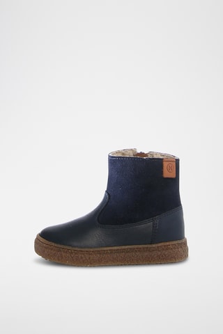 Bottines fourrées en cuir nappa Alpina - Bleu marine