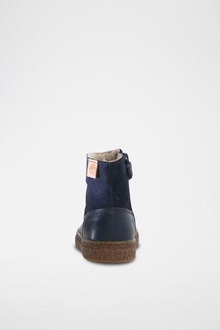 Bottines fourrées en cuir nappa Alpina - Bleu marine