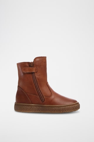 Bottines fourrées en cuir de veau Tunderie - Marron