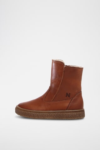 Bottines fourrées en cuir de veau Tunderie - Marron